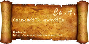 Csincsák András névjegykártya